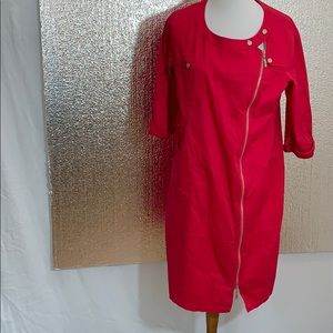 Jensel Corp LAFE-NIER L Red Zip Front Dress NWT